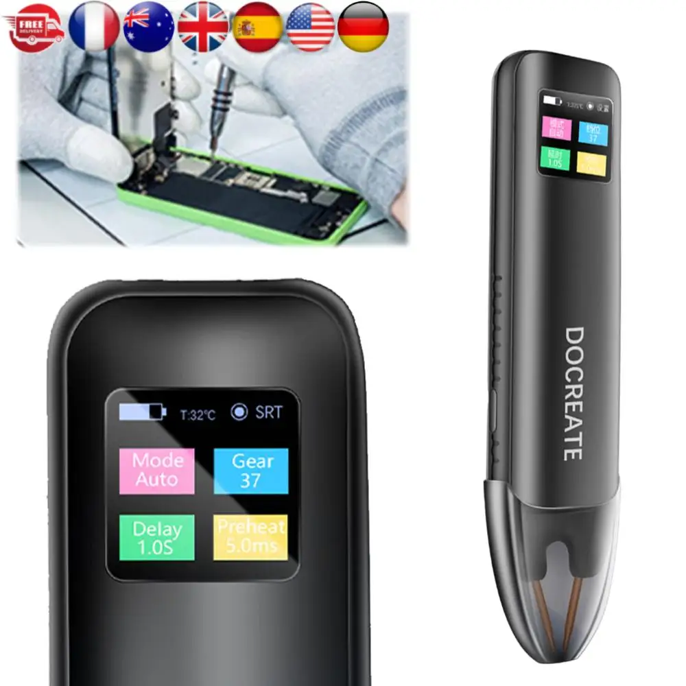 Battery Spot Welder Automatic Manual Modes Spot Welding Tool Kit 1.3in Color Screen for 18650 Battery Welding Nickel Sheets