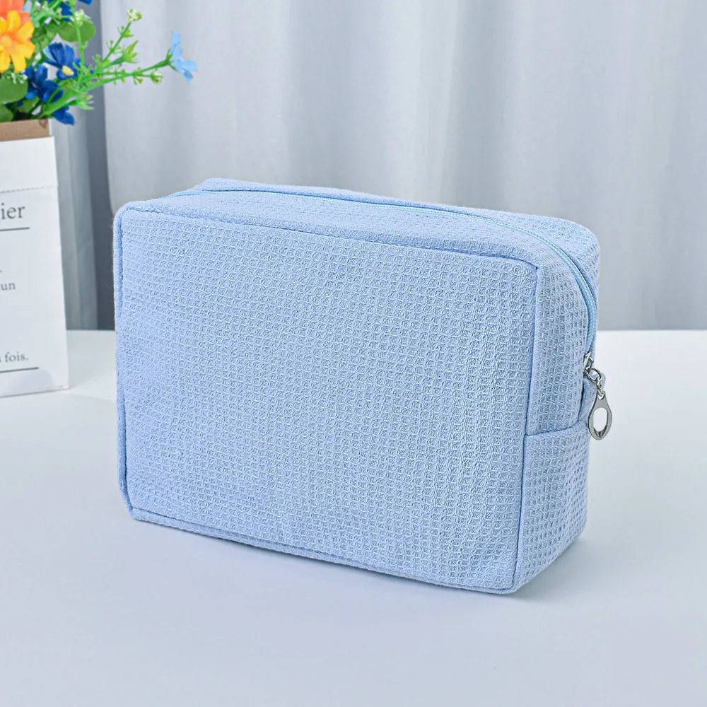 Customize Any Name Simple Solid Color Travel Storage Bag, Personalized Embroidery Large Capacity Fresh Makeup Bag