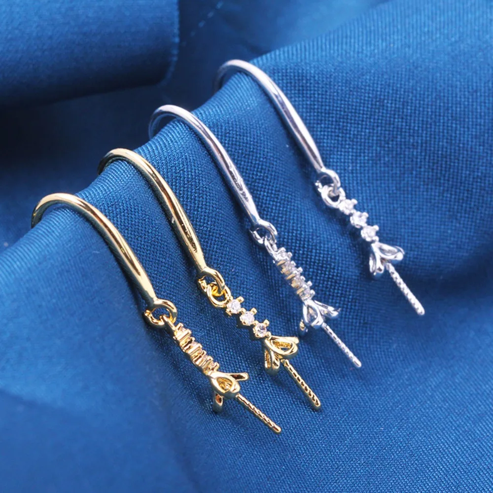 

10PCS S925 Sterling Silver Needle 18K Gold Wrapped Plated Brass Earring Settings Diy Jewelry Pearl Earrings Accessories