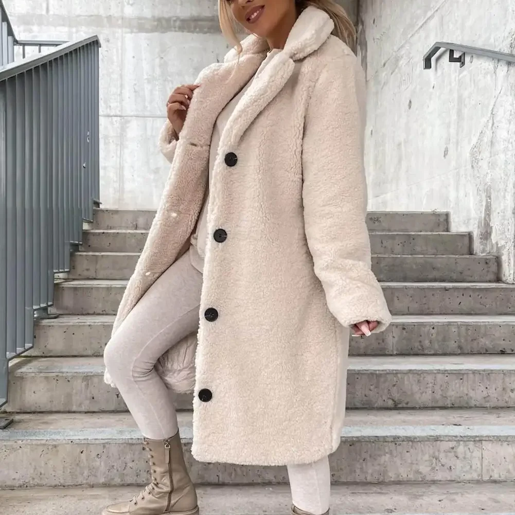 Autumn Winter Long Coat Woman Faux Fur Overcoat  Warm Ladies Fur Teddy Jacket Plush Thicken Teddy Coat Outwear