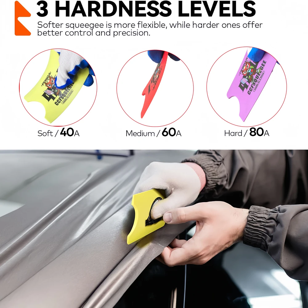 3pcs Car Vinyl Wrapping Tool Kit Felt Edge Squeegee Plastic Scraper Wallpaper Film Stickers Install Window Tinting Tools