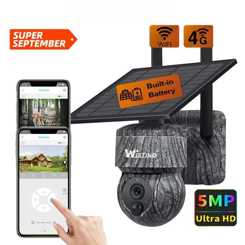 

5MP 4g PTZ Cctv Hunting Camera Security Ip65 Waterproof Colorful Night Vision Motion Detection Solar Cctv Camera