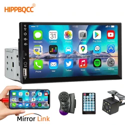 HIPPBQCC 7 Inch Car Radio 1 Din MP5 Multimedia Player Touch Screen FM ISO Power Aux Input Bluetooth USB Mirror Link Universal