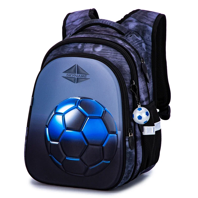 New Cartoon 3D Football Kids Schoolbag Orthopedic Primary School Backpacks for Children Reflective Grade 1-3-4 Big Book Bag Pack