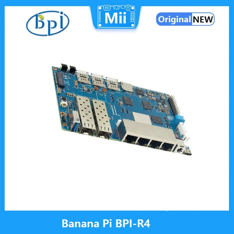 Banana Pi BPI-R4 Wifi 7 Router board with MTK MT7988A design,4G RAM and 8G eMMC onboard