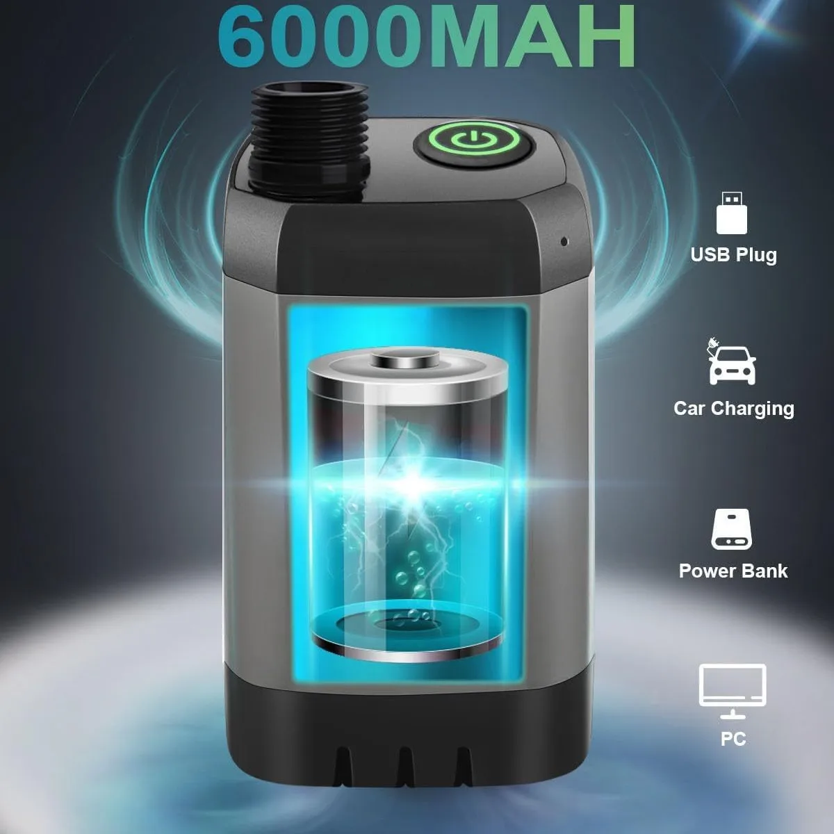 Chuveiro portátil para acampamento, chuveiro de acampamento recarregável de 6000mAh com cabeça inteligente com display LED bomba de chuveiro elétrica