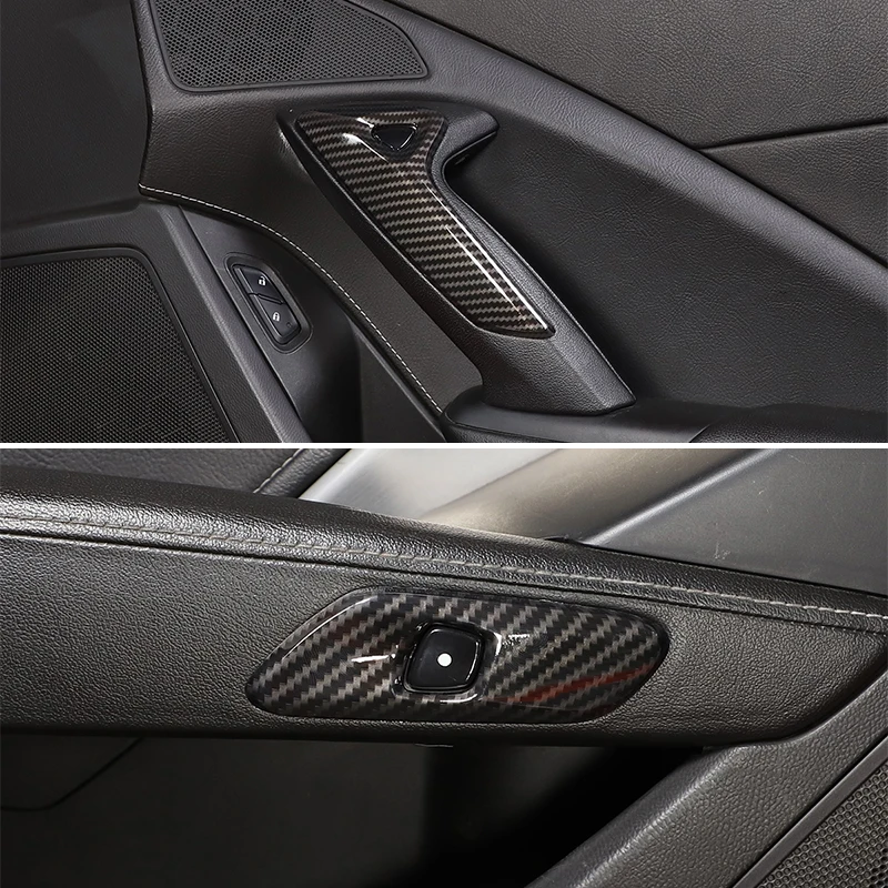 

ABS Car Inner Door Armrest Electric Switch Button Frame Cover Trim Stickers For Chevrolet Corvette C7 2014-2019 Auto Accessories