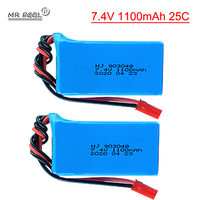 7.4V 1100mAh 25C Li-Po Battery for WLtoys A949 A959 A969 A979 V912 V913 V353 k929 V262 L959 T23 T55 RC cars Trucks battery parts