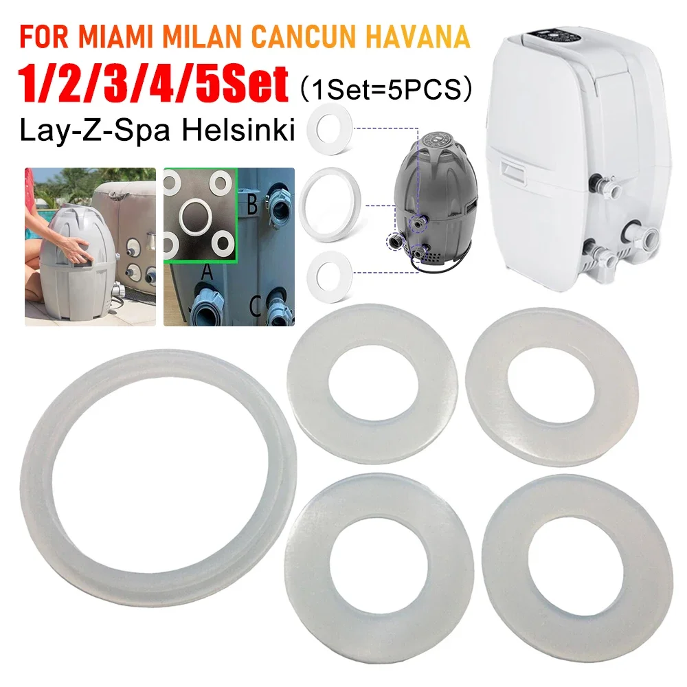 1-5Set Connector Seal Gasket Set Silicone Seal Repair Kits for Miami Milan Cancun Havana Lay-Z-Spa Helsinki Seals Gaskets Washer