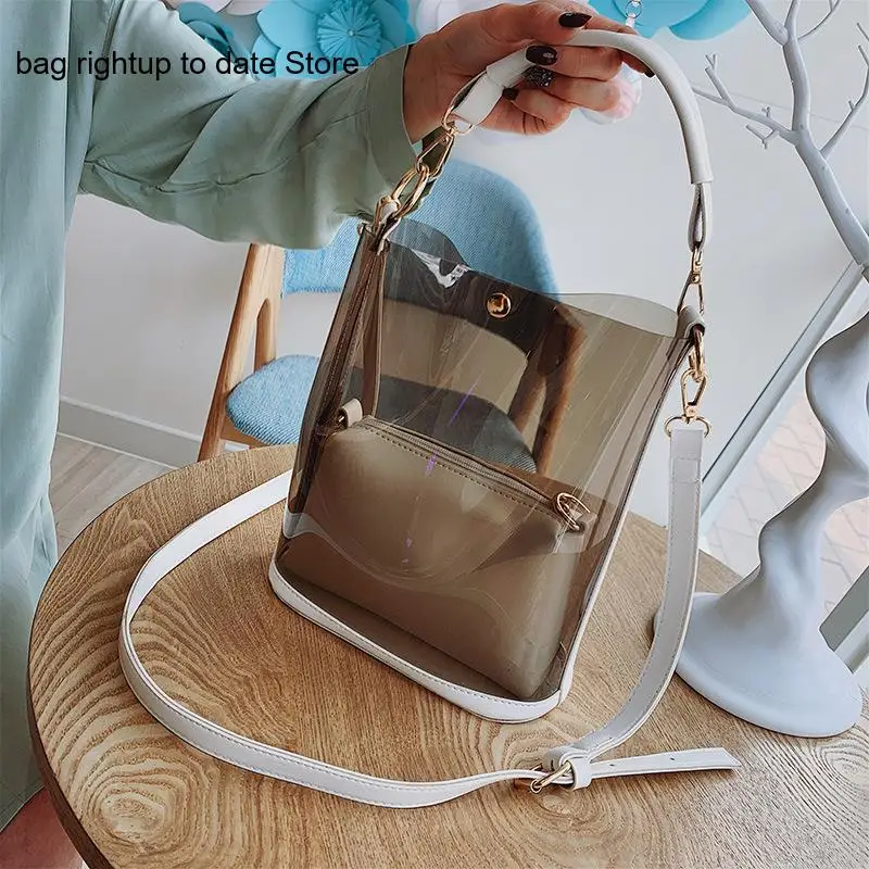 Summer Transparent One Shoulder Crossbody Bucket Bag for Women