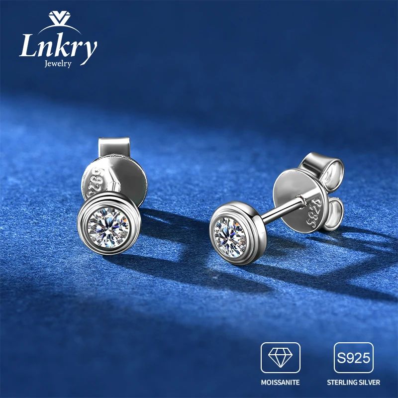 

Сертифицированные Lnkry серьги с муассанитом 3 мм 0,1 карата, настоящее серебро 925 пробы, милые мини-серьги-гвоздики для женщин и девочек, подарок на день рождения