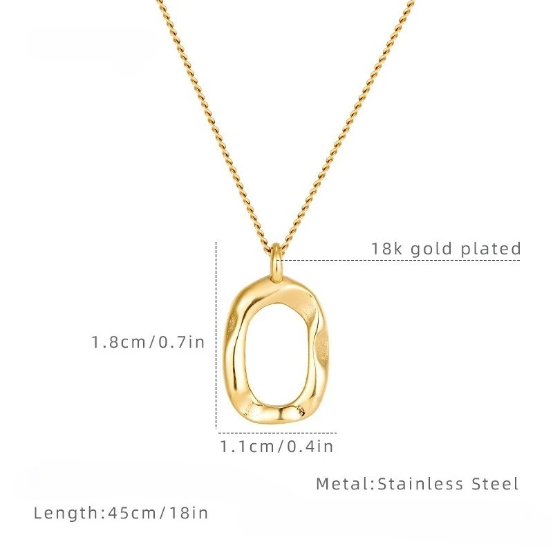 Elliptische unregelmäßige Anhänger aus Titanstahl für Damen, personalisierte Mode-Halsketten, edler Schmuck – Detail 6