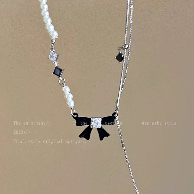 Factory Direct Sales ~ Summer Sweet and Cool Dopamine Pearl Butterfly Flower Necklace, Light Luxury Niche High-End Clavicle Accessory