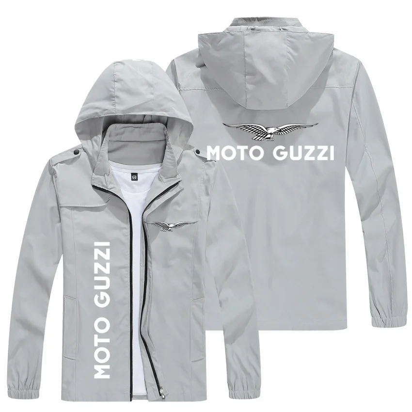 Chaqueta con capucha para Moto Guzzi, cárdigan con cremallera, ropa deportiva informal a prueba de viento para exteriores, novedad de primavera y otoño