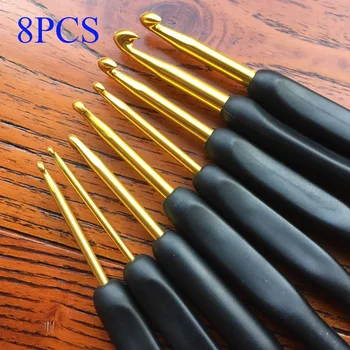 8pcs Handmade Crochet Hook Set Soft Handle Stitches Sewing Tool Home Knitting Needles…