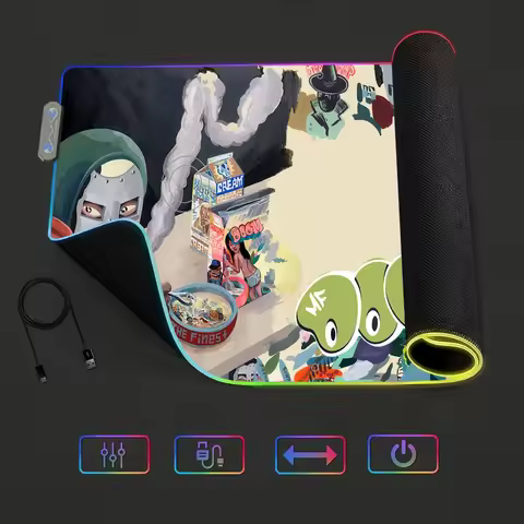 Mousepads Gaming MousePad LED Table Pads Backlit Rubber DOOM MF Desktop XXL Rapper RGB Desk Micro USB