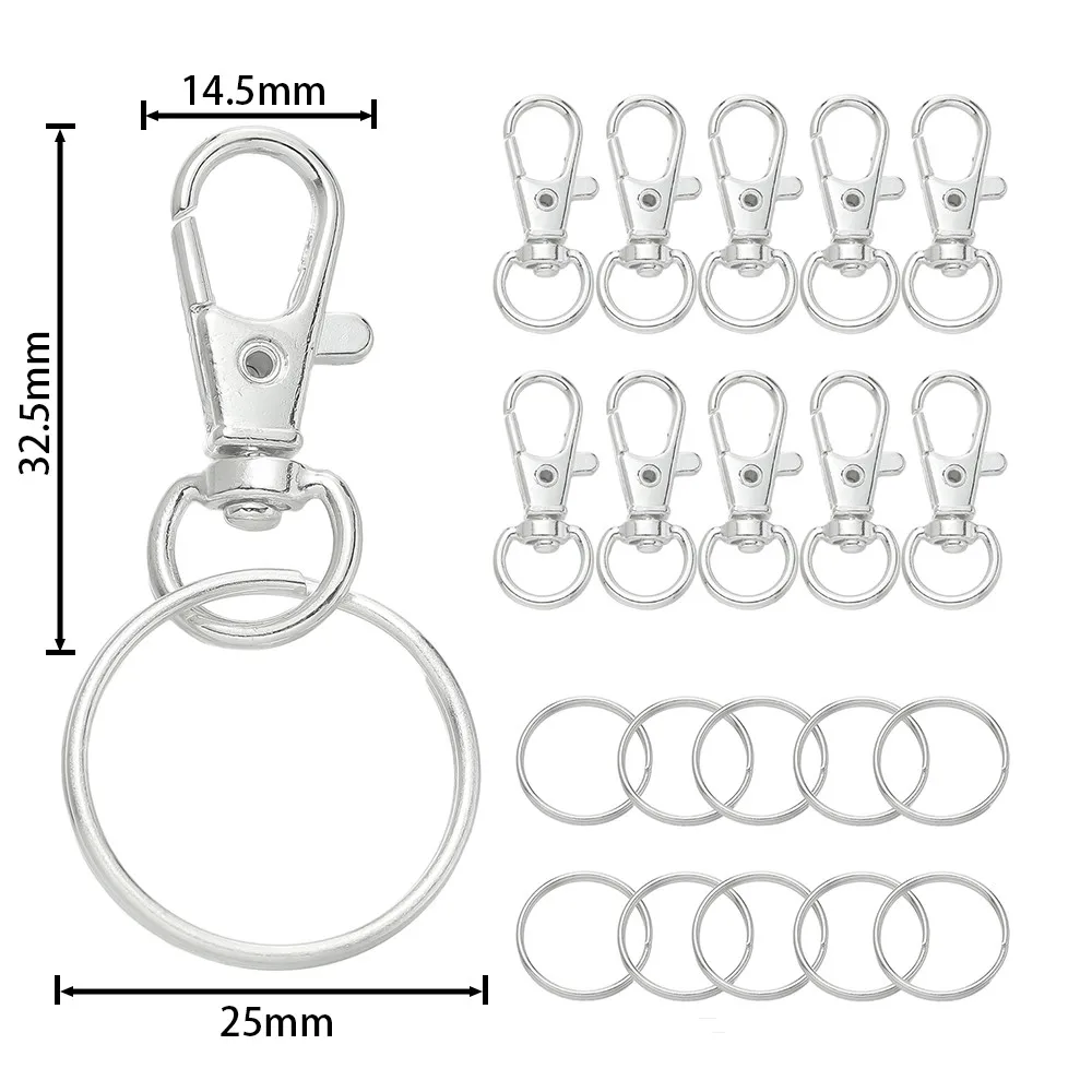 20/50 Stuks Draaibare Karabijnhaken Met Sleutelhanger Metalen Draaibare Karabijnsluitingen Voor Diy Sleutelhanger Tas Hang sieraden Maken Accessoires