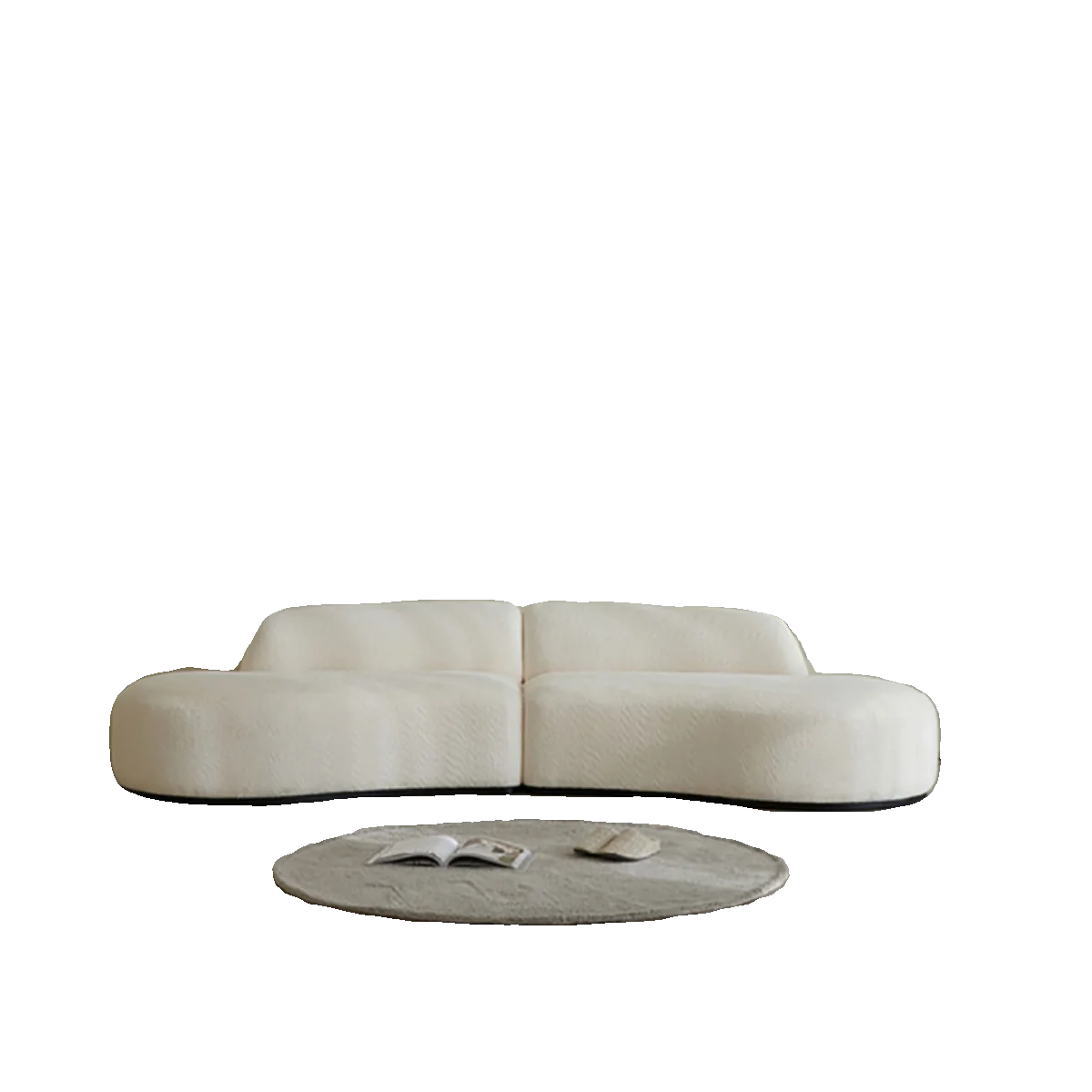 

curved combination multi-person sofa minimalist flannel white round