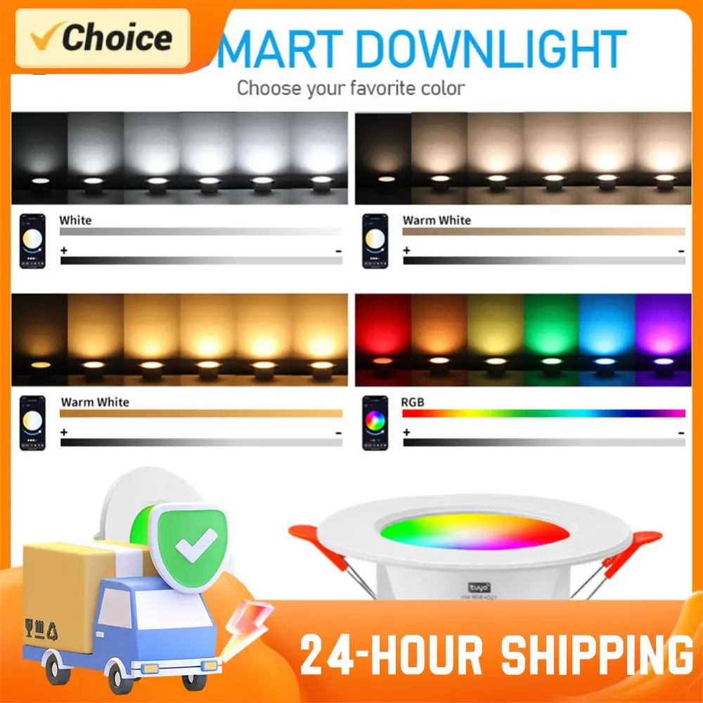 

10W Smart LED Downlight Bluetooth-Compatible RGB Smart Spotlight Dimmable Recessed Ceiling Lamp 2700K-6500K for Home Lighting