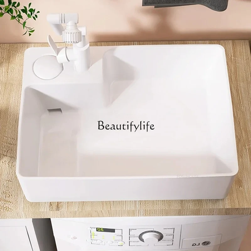 

Designer Bathroom Sinks Nordic Ceramic Hidden Drain Control Washbasin Home Balcony Single Basin