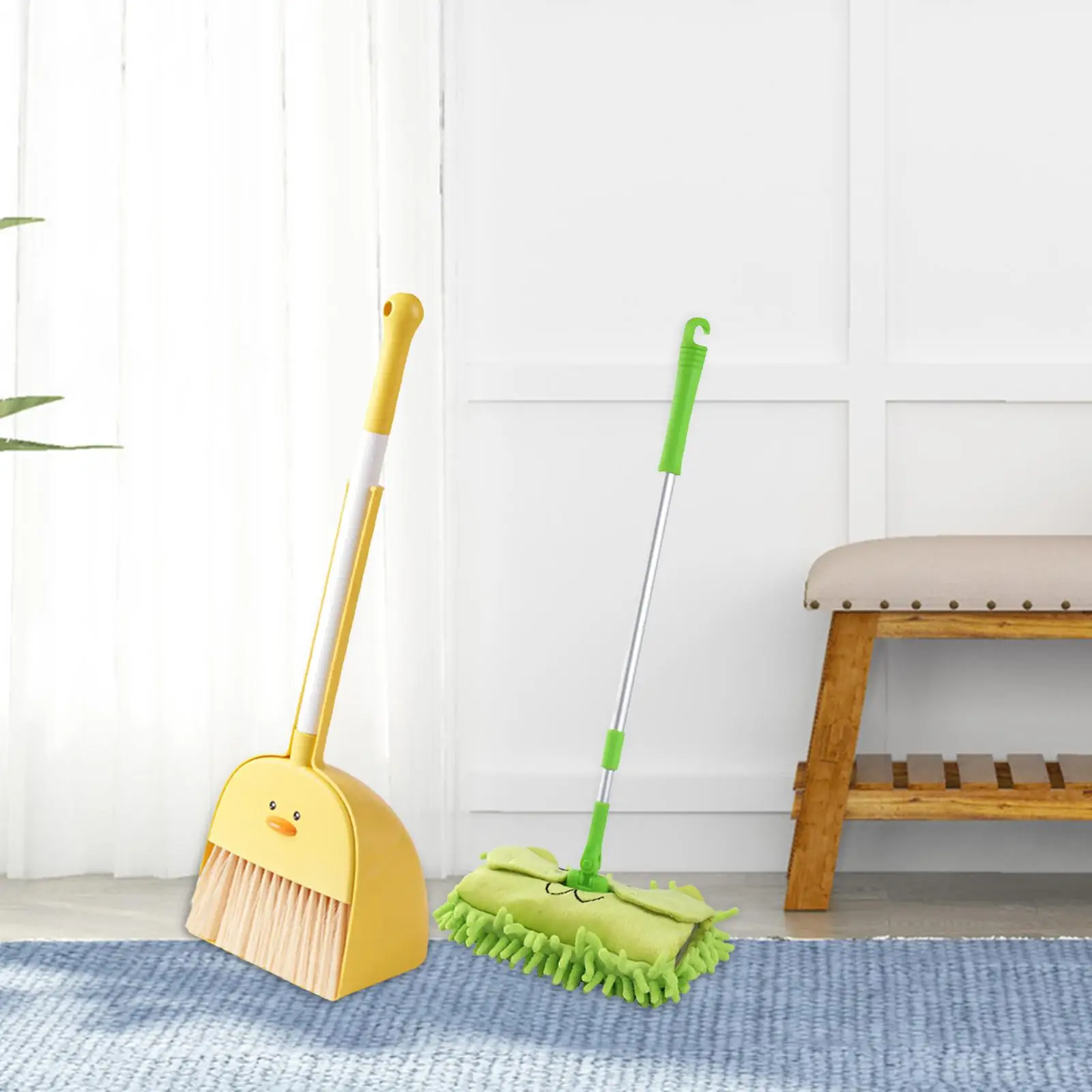 Mini Broom with Dustpan Mop for Kids Cartoon Holiday Gifts Kids Cleaning Toy Set