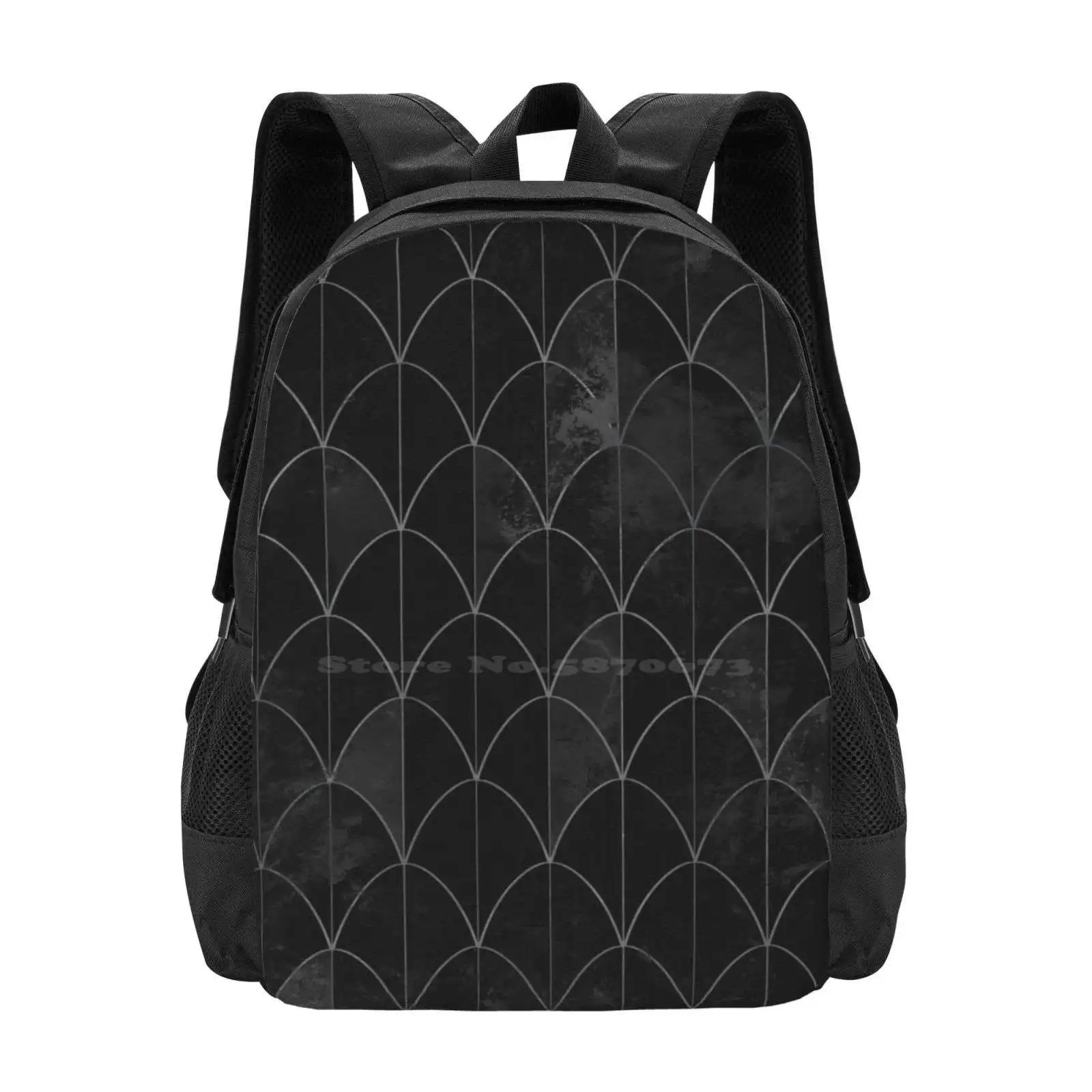 Mermaid Scales. Black And White Watercolor. New Arrivals Unisex Bags Student Bag Backpack Mermaid Scales Black And White