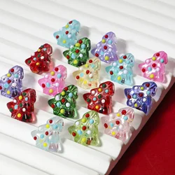 2PCs Lampwork Glass Beads Christmas Tree Multicolor Enamel Bead For DIY Charm Jewelry Making About 16mm x 15mm, Hole: Approx 1mm