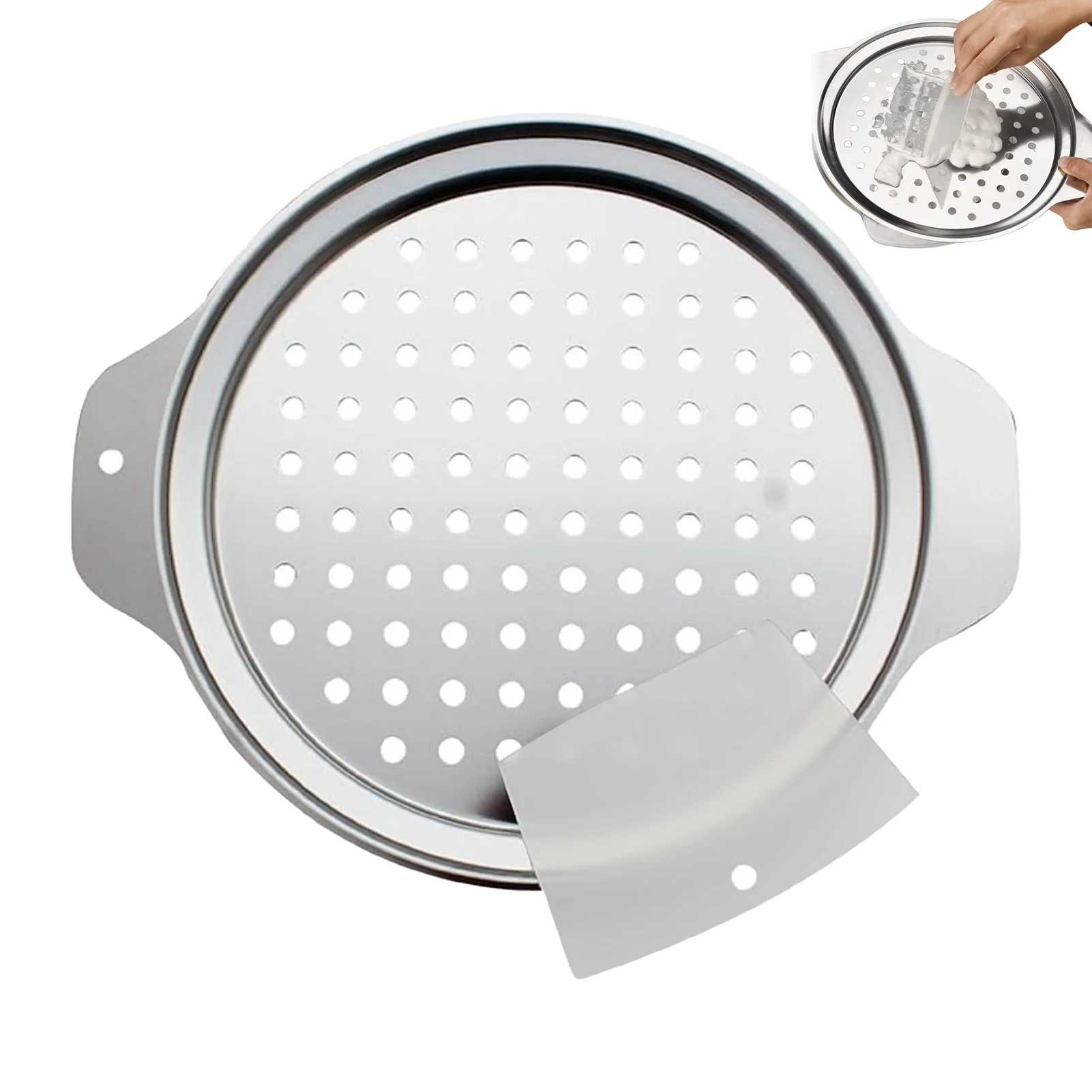 Stainless Steel Spaetzle Maker Lid with Scraper Traditional German Egg Noodle Maker Pan Pot Spaghetti Strainer Spatzle Press