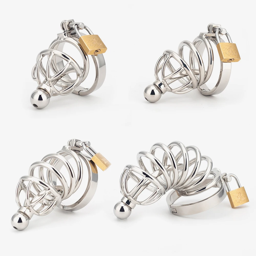 

Stainless Steel Male Lockable Chastity Device with Metal Urethral Catheter Hollow Cock Cage BDSM Restraint Penis Rings Sex Toys