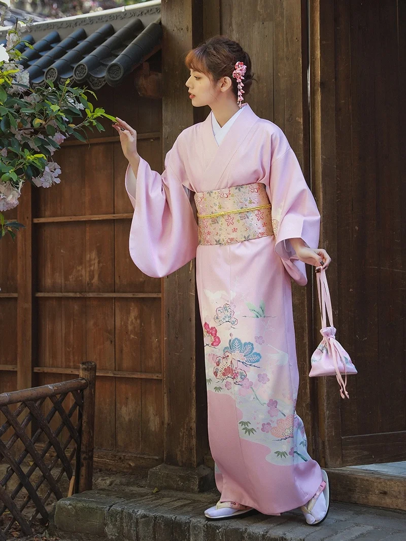 Sakura Girl Kimono Dress Moonlight Flower Japanese Style Yukata Bathrobe Women Floral Print Haori Japan Uniform Cosplay Costume