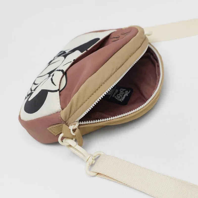 Disney\'s New Thin Down Material Cartoon Cute Mobile Phone Shoulder Bag Female Minnie Headdress Personalized Small Crossbody Bag