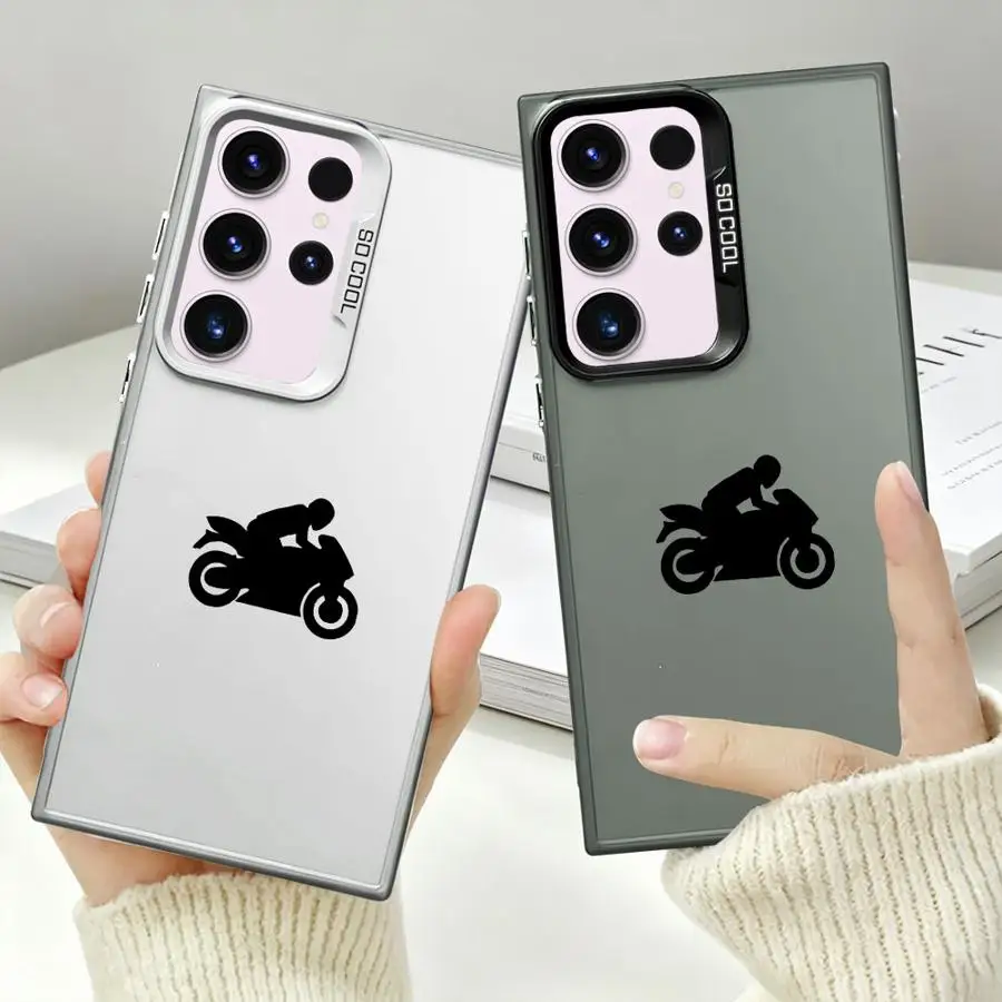 Case for Samsung Galaxy S26 S24 FE S22 Ultra S20 FE S21 S25 S23 Note 20 Ultra S25Edge Phone Cover Tiny Motorbike Minimal Print