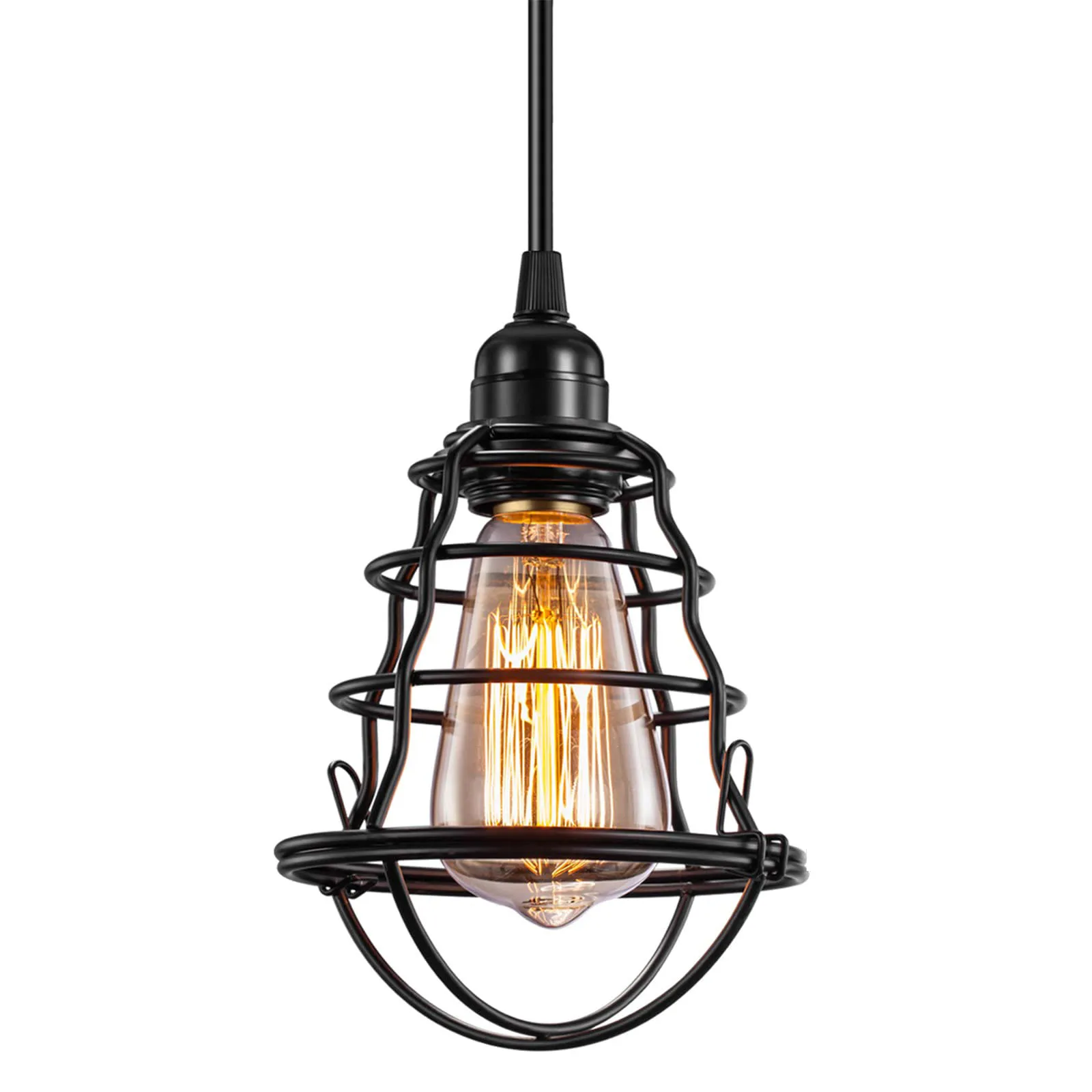 

Industrial Pendant Light Edison Hanging Cage Pendant Lights Vintage Adjustable Pendant Lamp Fixture for Kitchen Home Lighting