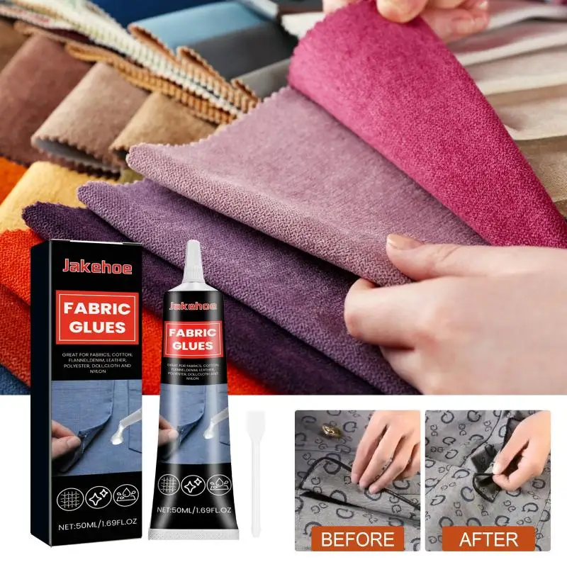 Pegamento para Telas Jakehoe, Adhesivo Impermeable y Lavable para Ropa, Tela Vaquera