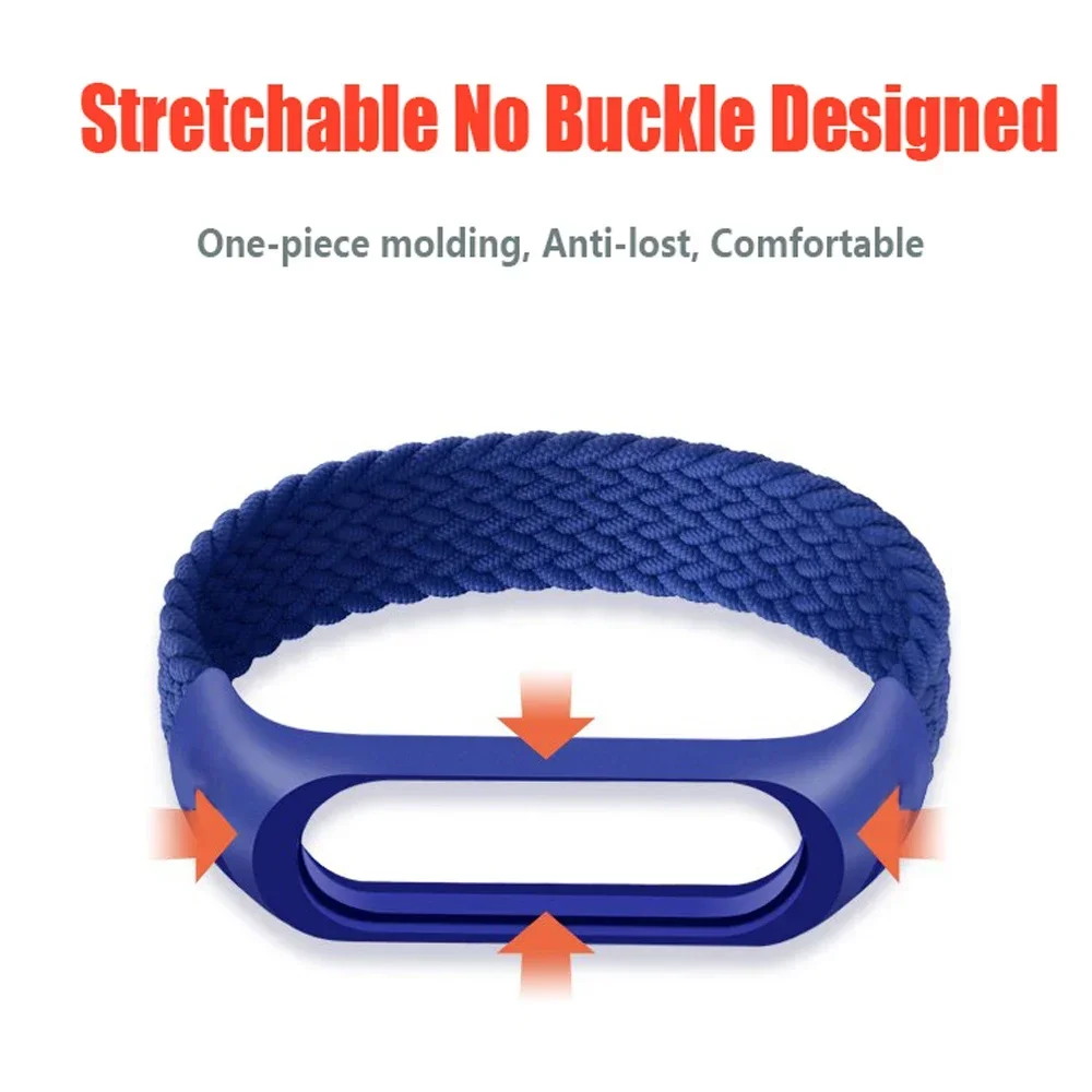 Bracciale per Xiaomi Mi band 6 7 Cinturino in nylon intrecciato solo loop pulseira braccialetto Miband5 Cintura da polso Mi band 5 4 3 6 correa