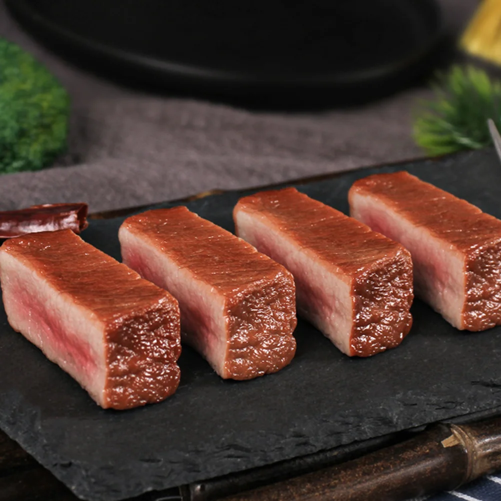 3 Pcs Steak Model Toy Simulation Meat Fake Foods Beef Block Decoration Artificial Props Mature