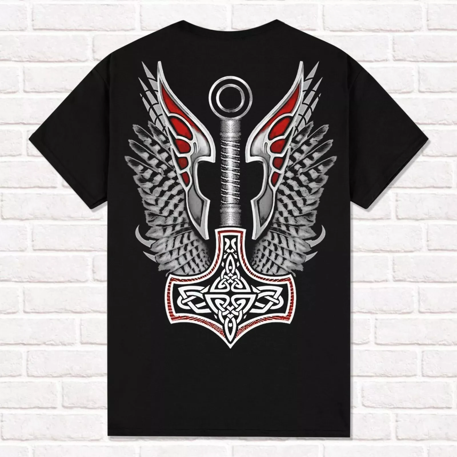 Thor's Hammer T-Shirt Mjolnir Viking Style Asatru Nordic Tradition T Shirt  Tees Tops Unisex Cotton Short Sleeve High Street