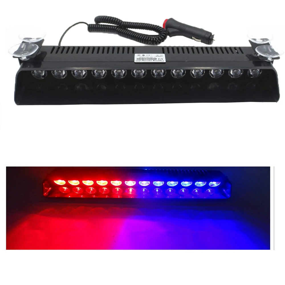 12 LED Bar Red Blue 12V Emergency Warning Traffic Flash Light Advisor Vehicle Strobe LED