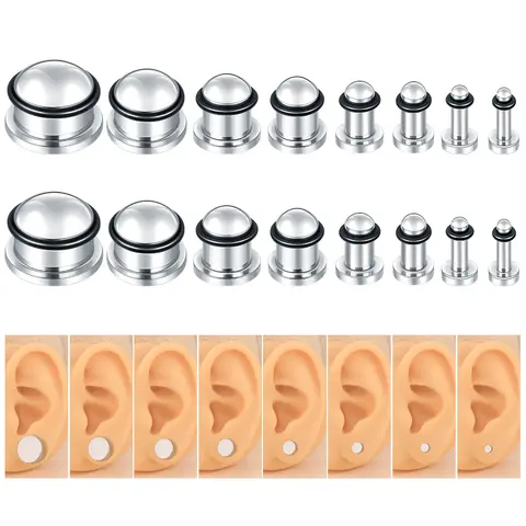 2 पीस 1.6-16 मिमी स्टेनलेस स्टील इयर प्लग टनल सिल्वर कलर इयर गेज स्ट्रेचिंग किट ज्वेलरी महिलाओं और पुरुषों के लिए 10 best sales कान खींचने वाली किट - №5