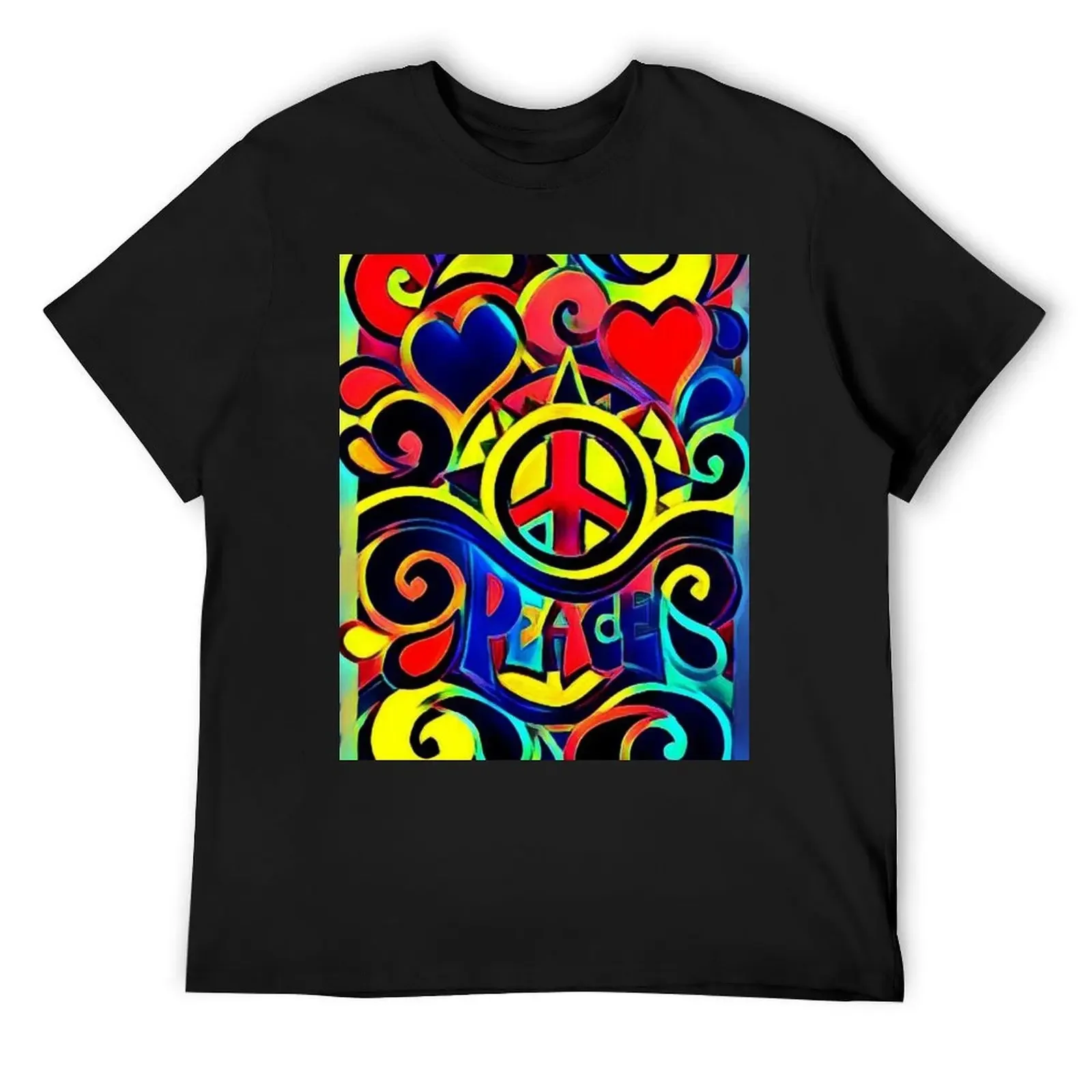 Peace and Love Bold Retro Art T-Shirt tees man clothes new edition vintage sweat shirts, men