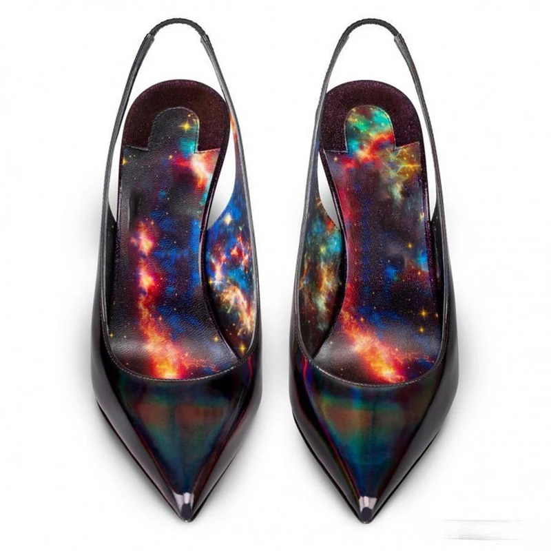 

Wedding Colored Drawing Patent Leather Women Pumps Sexy Ankle Strap High Heels Rhinestone Fashion Summer New Party Prom Shoes