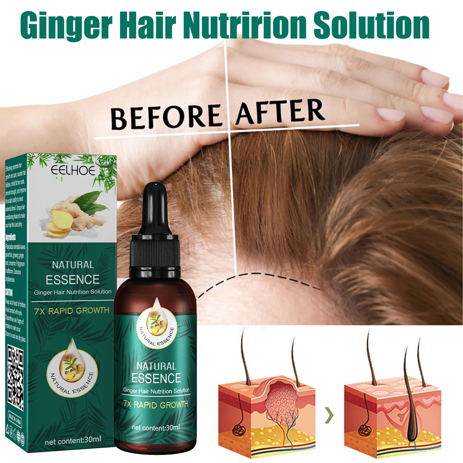 7 Day Fast Hair Growth Oil Ginger Growth Hair Treatment Anti Hair Loss Men Women Scalp Treatment Serum Products Beauty Product