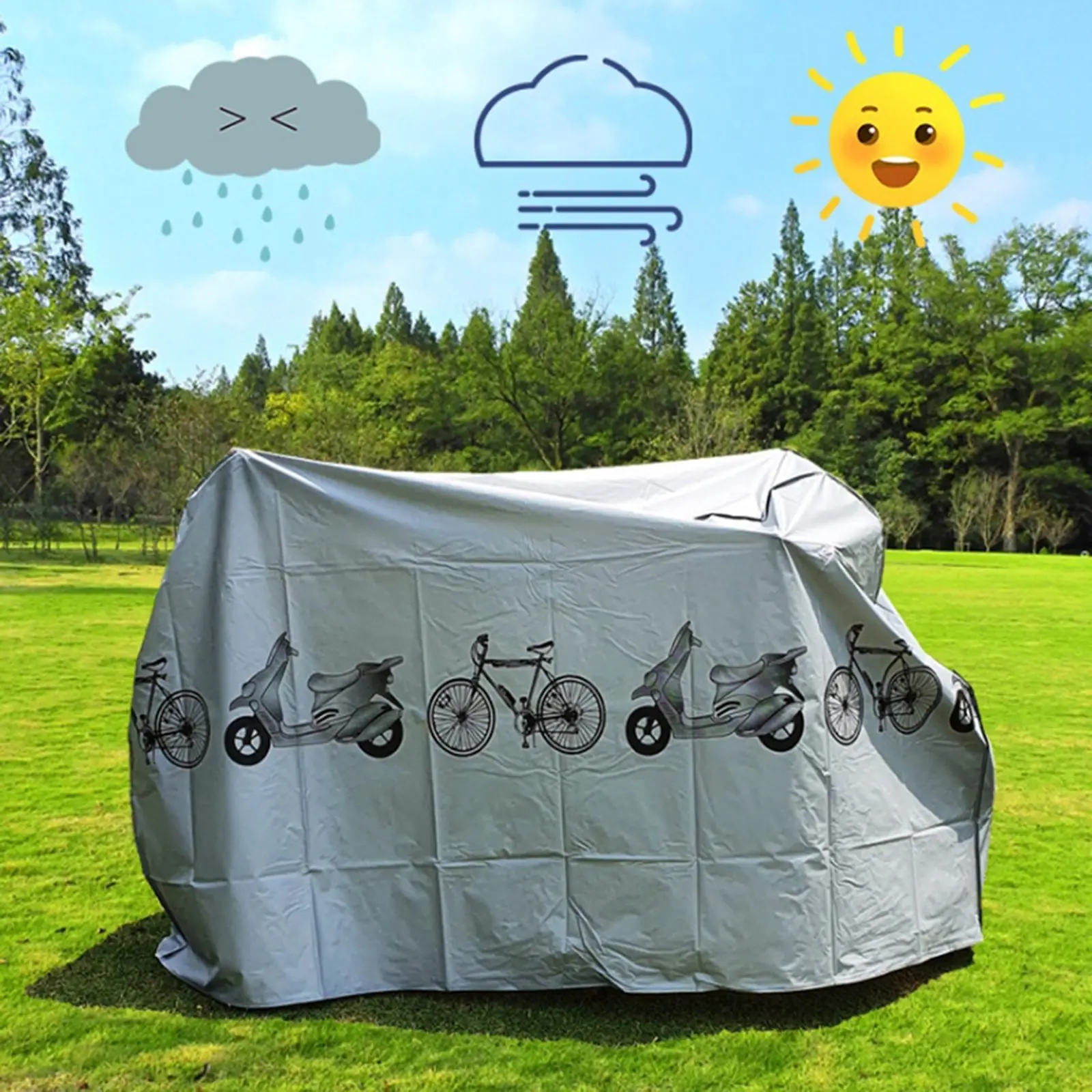 Waterproof Bike Covers Polyester Protects Against Sun Rain Dust Grey Black 180g 200*100 CM Electric Vehicles Bikes Accessories