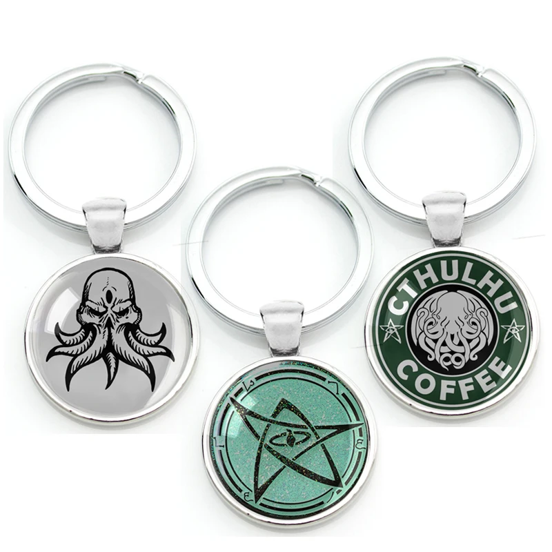 Mental Key Chain Key Ring Horror Cthulhu Mythos Sign Logo Keychain Keyring Cartoon Cute Kawaii Octopu Eye Badge Pendant For Bags