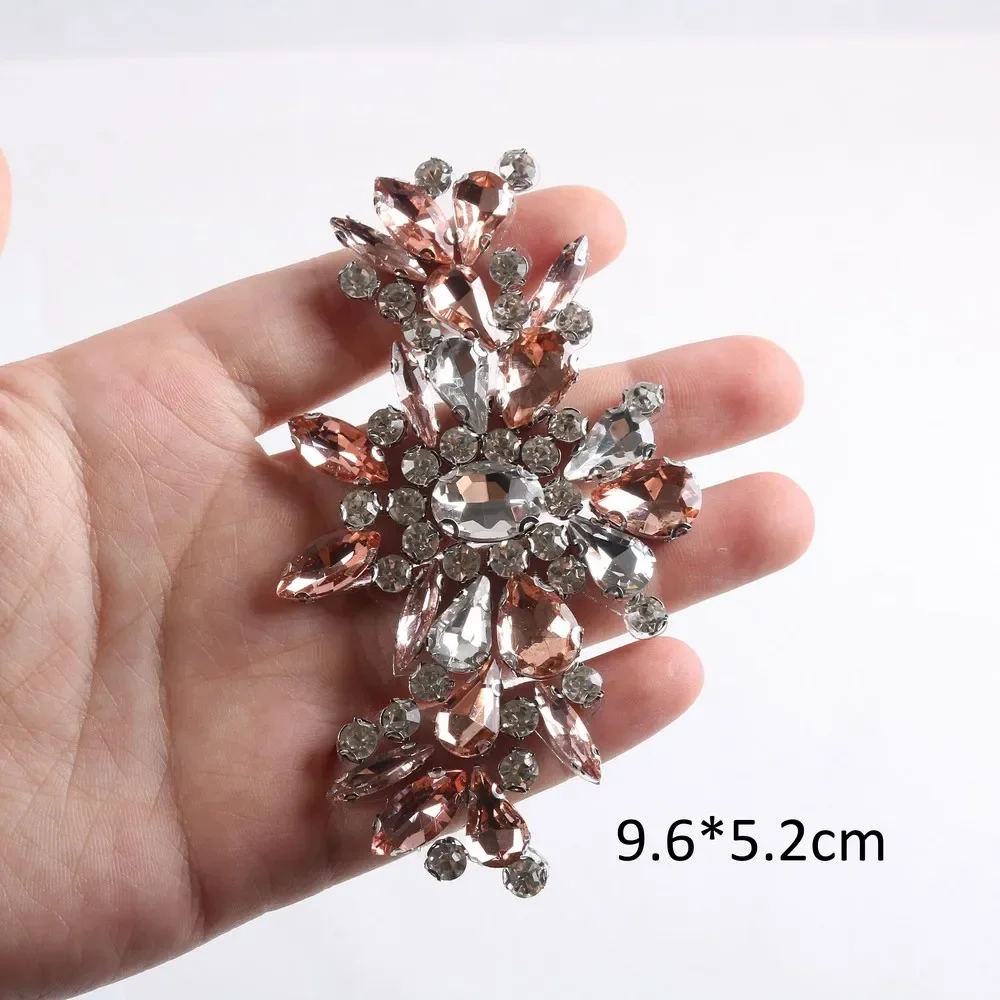 

Peach Color Diamond Beaded Decoration Patch Embroidery Applique Patches Glue on Rhinestones for Jackets Clothing Jeans T-shirt