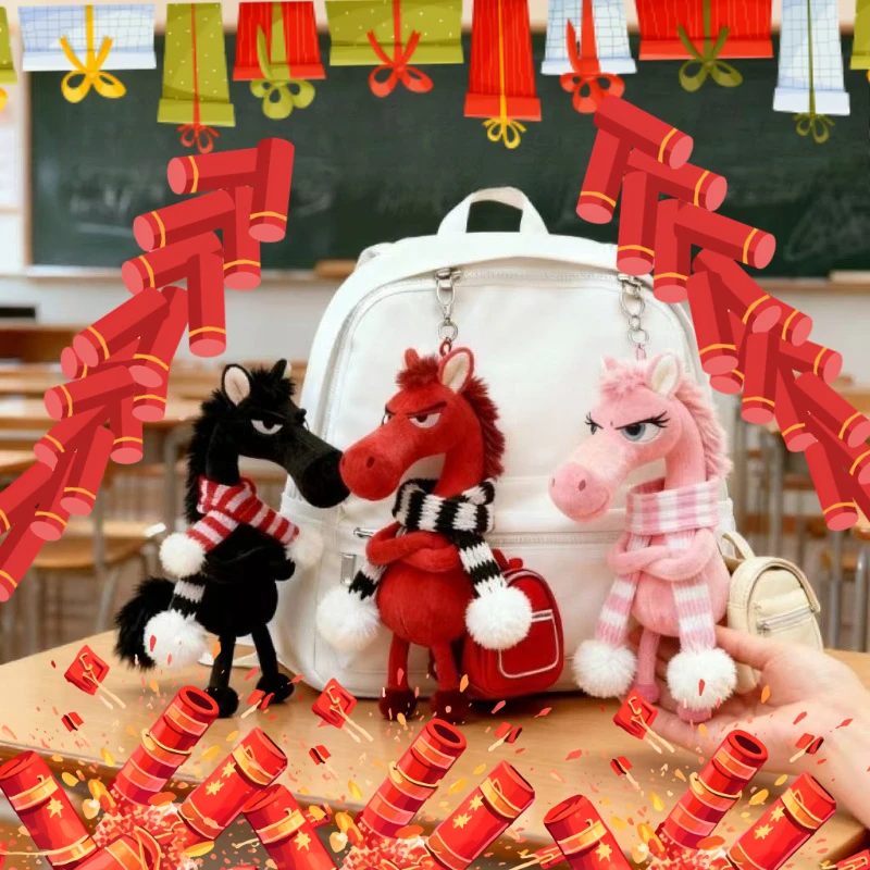 

2026 New Plush Doll New Year's Mascot of The Year of The Horse Plush Pony Toy Backpack Hanging Accessories Christmas Gifts 키링