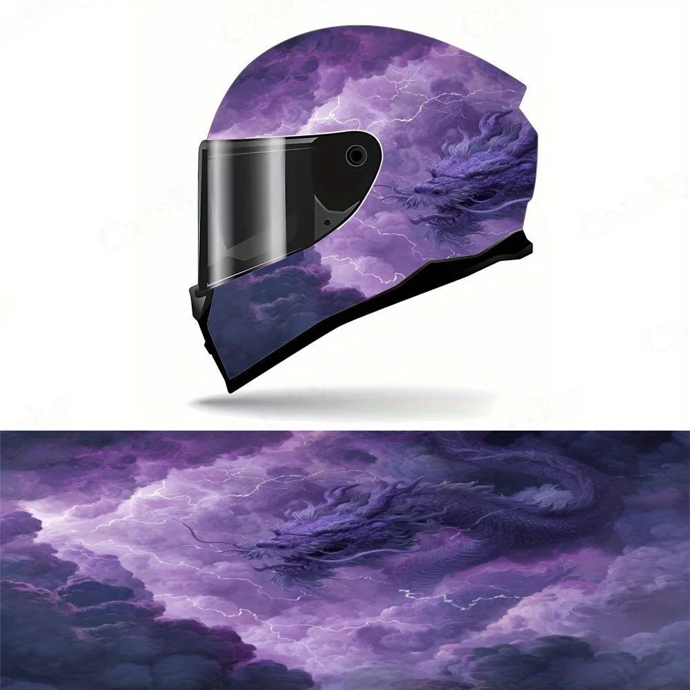 

Dramatic Purple Dragon Full Face Helmet Vinyl Sticker-Durable PVC Art Sticker, Suitable For Motorcycle Racing Helmets, Helmet Ac