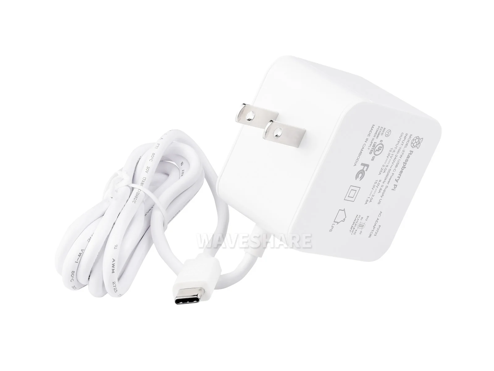 Official 27W USB Type-C Power Supply for Raspberry Pi 5, Options For Color And Plug