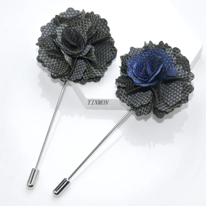 24 PCS/Lot, Mens Elegant Kanzashi Flower Lapel Pins, Wedding Boutonniere Flower Brooches