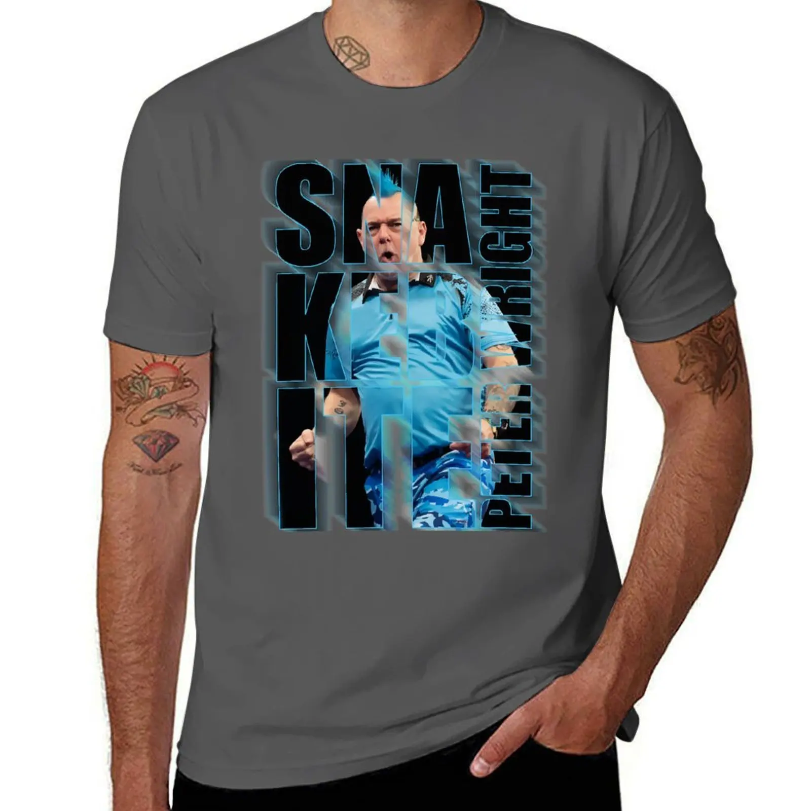 Crazy Legend Peter Wright darts T-Shirt Everyday Wear Basic Short Sleeve Top